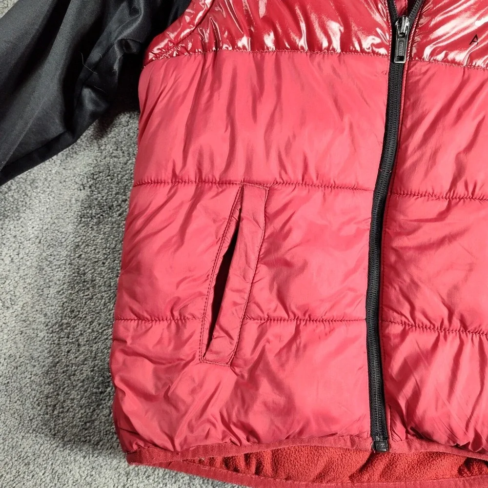 Jordan Puffer Vest Jacket Full Zip Sleeves Red Black Kids Size 6-7 Years